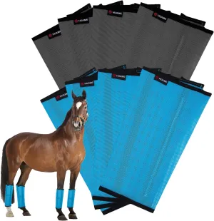 Fly Boots for Horses Set of 8 Breathable Mesh Design Protection from Insect Pests for Reduce Stomping, Hoof Damage & Leg Fatigue (Blue-Grey, Large)