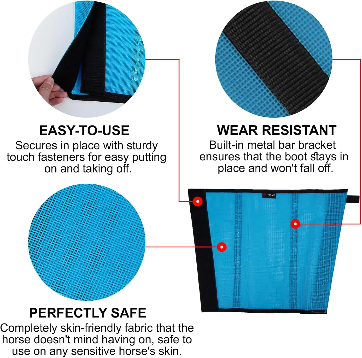 Fly Boots for Horses Set of 8 Breathable Mesh Design Protection from Insect Pests for Reduce Stomping, Hoof Damage & Leg Fatigue (Blue-Grey, Large)