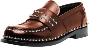FSJ Women Unique Round Toe Studded Rivets Loafers Slip On Block Low Heel Ladies Casual Walking Daily Shoes Size 4-16 US
