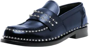 FSJ Women Unique Round Toe Studded Rivets Loafers Slip On Block Low Heel Ladies Casual Walking Daily Shoes Size 4-16 US