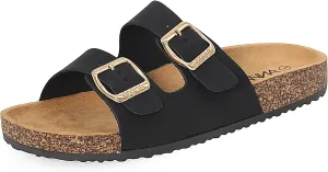 Glory Women's Slide Sandals Cork Footbed Double Buckle