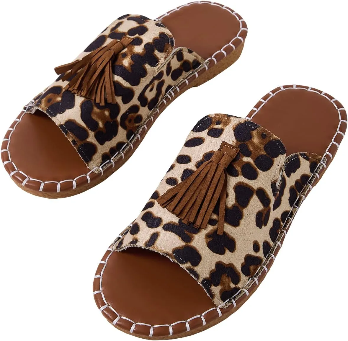 GORGLITTER Women's Rainbow Colorful Summer Flat Sandals 2025 Boho Beach Vacation Slides Shoes