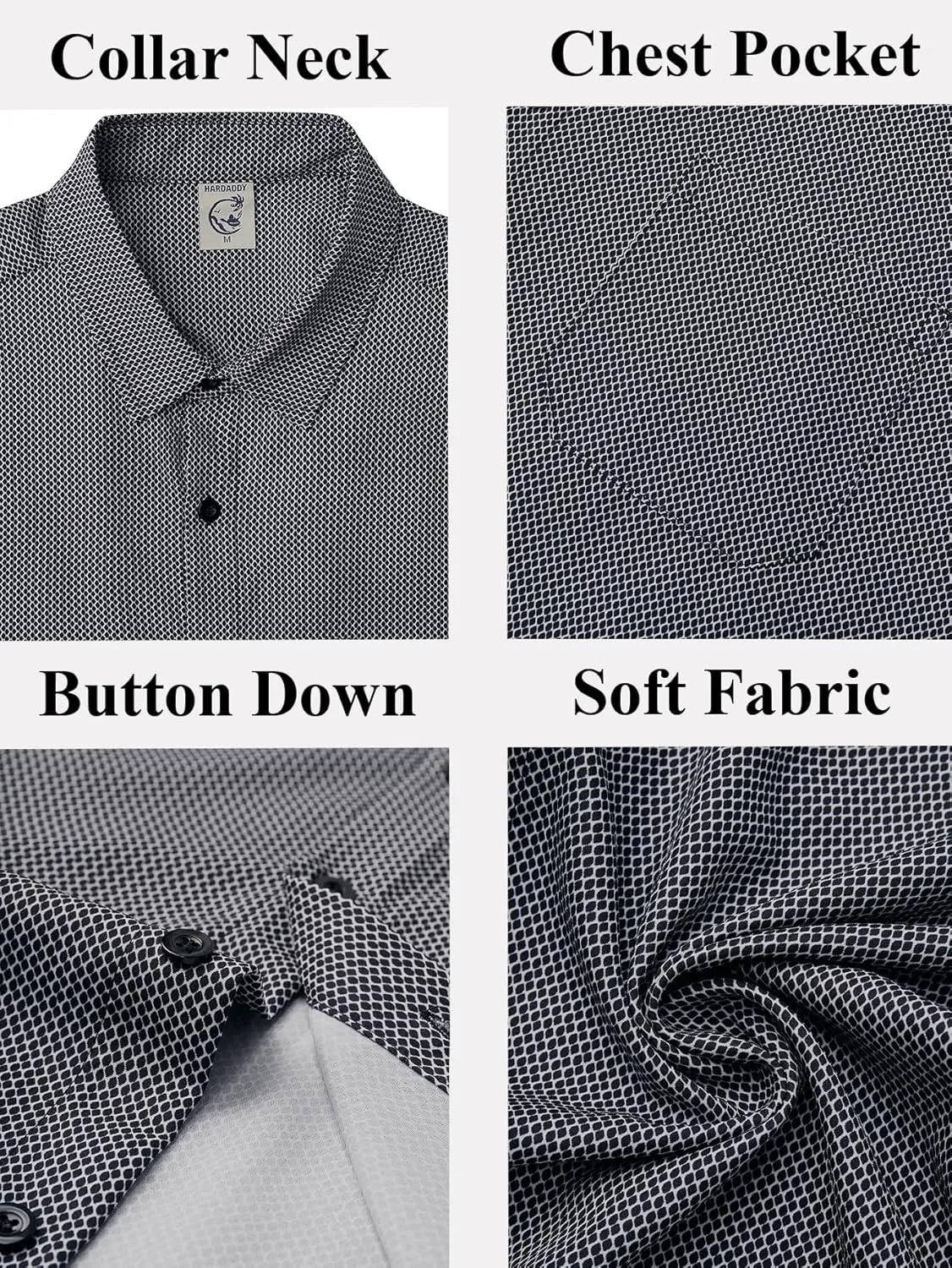 Hardaddy Men's Pattern Short Sleeve Button Down Graphic Printed Business Casual Dress Shirts with Pocket