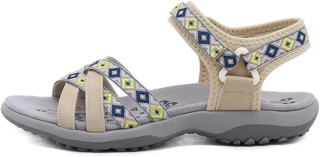 Hiking Sandals Women Waterproof Arch Support Comfortable Water Shoes Hook Loop Strap Sports Lightweight Slides