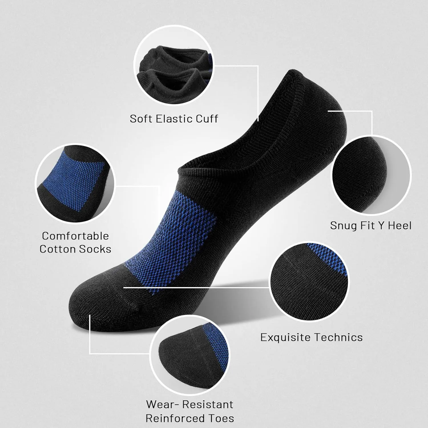 IDEGG No Show Socks Men Low Cut Ankle Short Socks for Men Casual Athletic Socks with Non Slip Grip