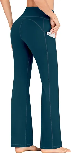 IUGA Bootcut Yoga Pants for Women with Pockets High Waisted Workout Pants Tummy Control Bootleg Work Pants for Women