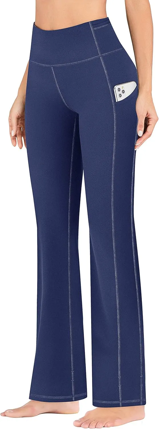 IUGA Bootcut Yoga Pants for Women with Pockets High Waisted Workout Pants Tummy Control Bootleg Work Pants for Women
