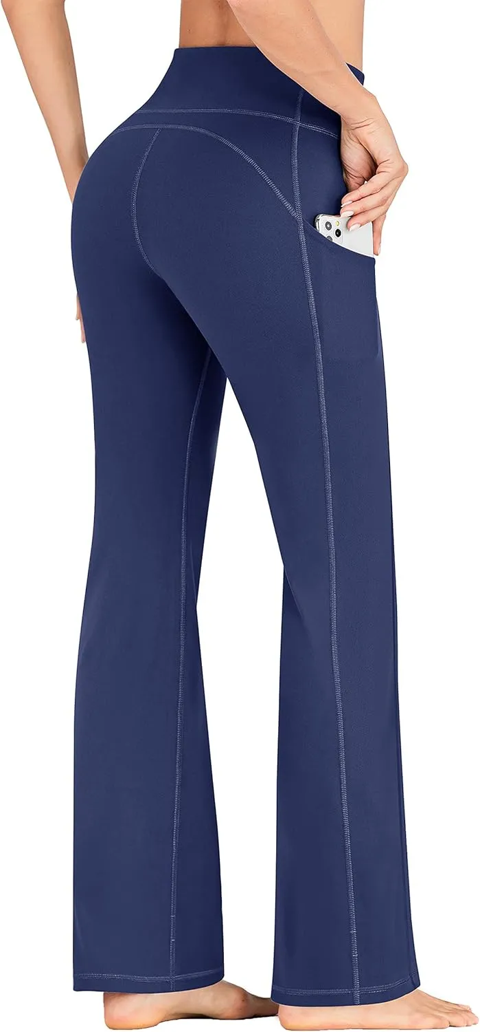 IUGA Bootcut Yoga Pants for Women with Pockets High Waisted Workout Pants Tummy Control Bootleg Work Pants for Women