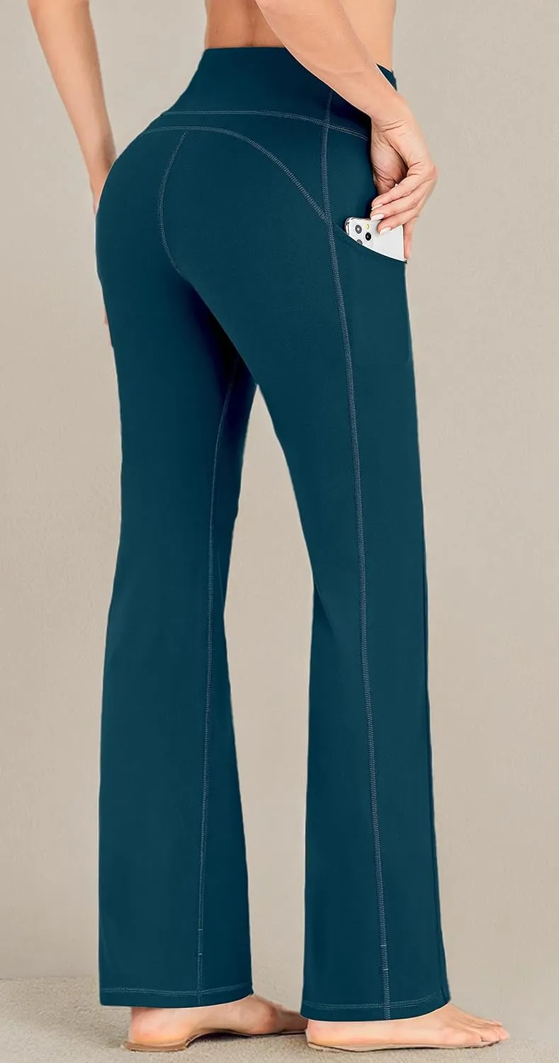 IUGA Bootcut Yoga Pants for Women with Pockets High Waisted Workout Pants Tummy Control Bootleg Work Pants for Women