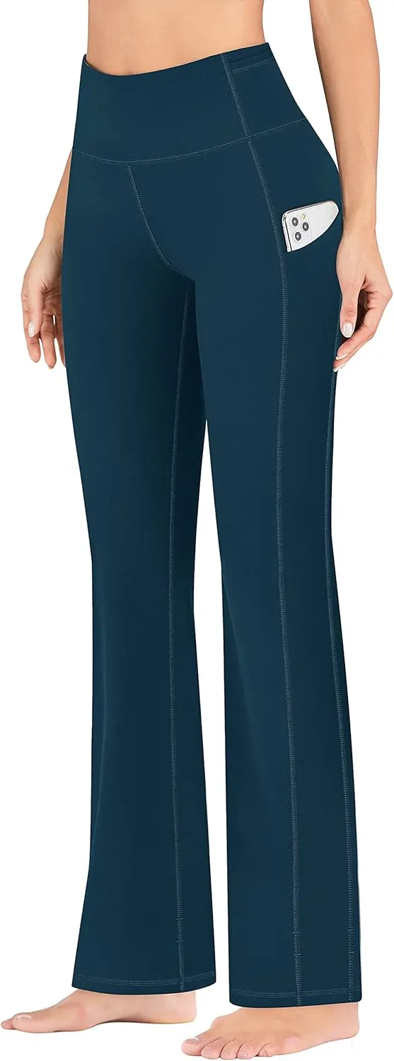 IUGA Bootcut Yoga Pants for Women with Pockets High Waisted Workout Pants Tummy Control Bootleg Work Pants for Women