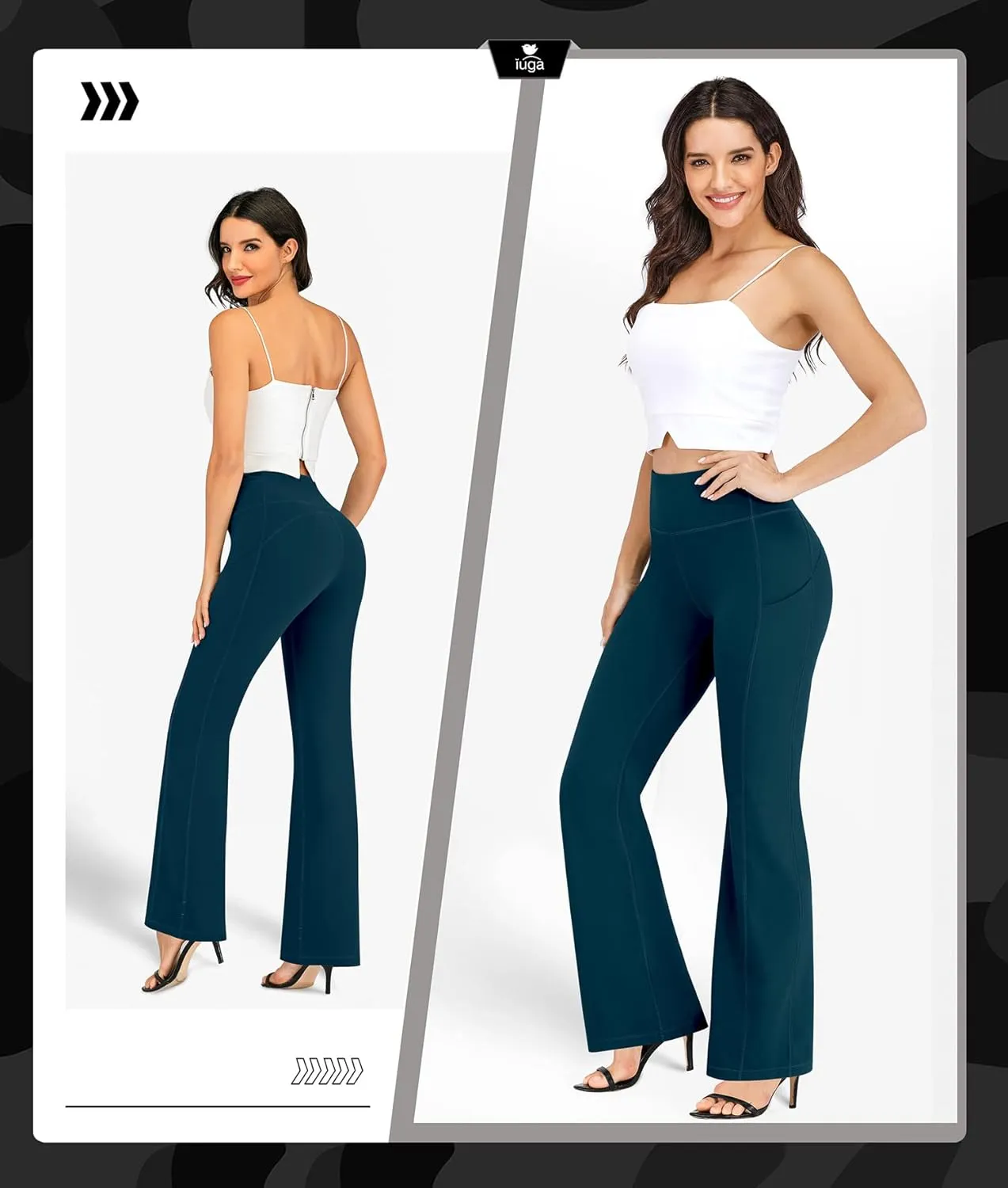 IUGA Bootcut Yoga Pants for Women with Pockets High Waisted Workout Pants Tummy Control Bootleg Work Pants for Women