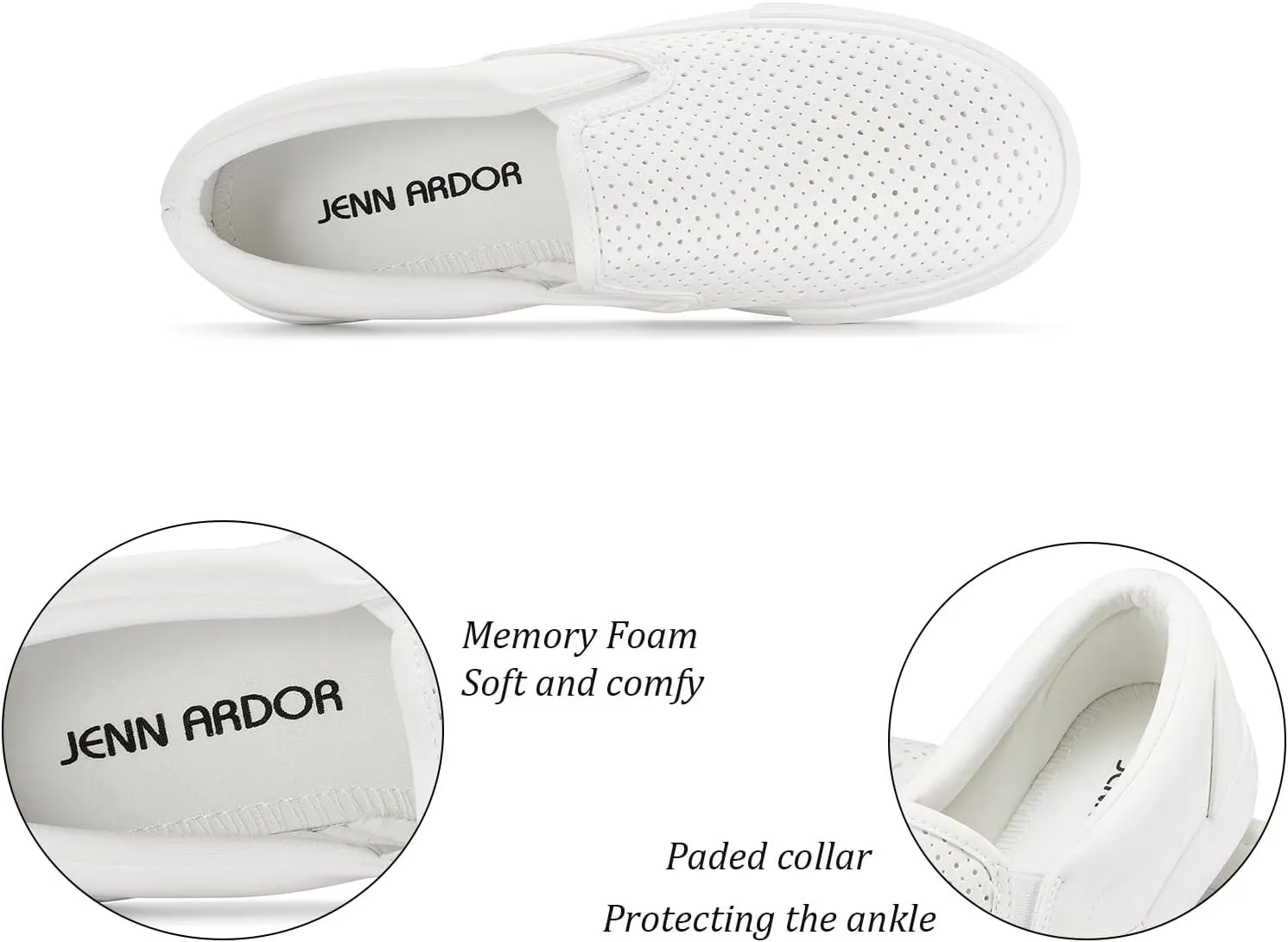 JENN ARDOR Womens Slip On Sneakers Perforated/Quilted Casual Shoes Fashion Walking Flats