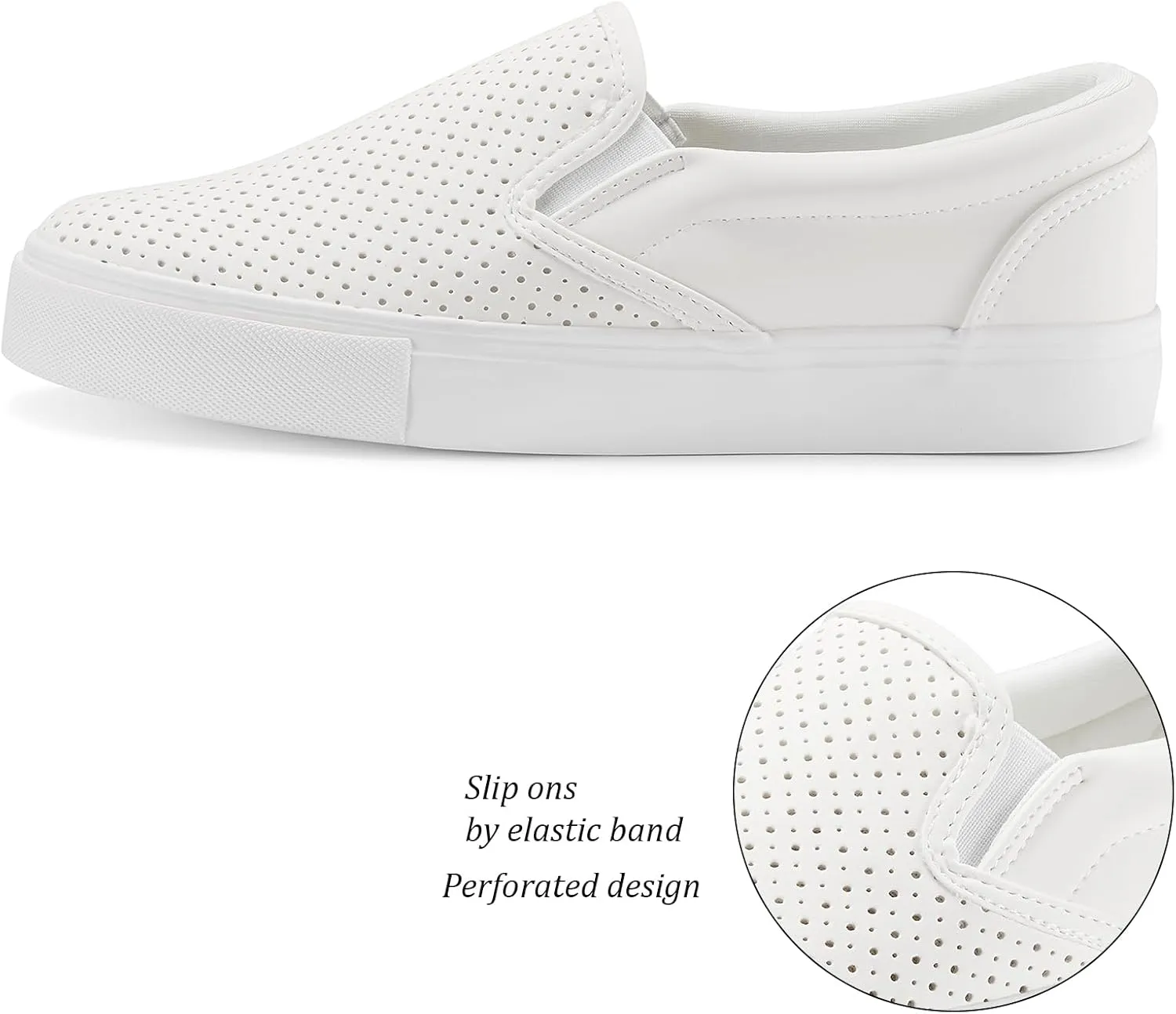 JENN ARDOR Womens Slip On Sneakers Perforated/Quilted Casual Shoes Fashion Walking Flats