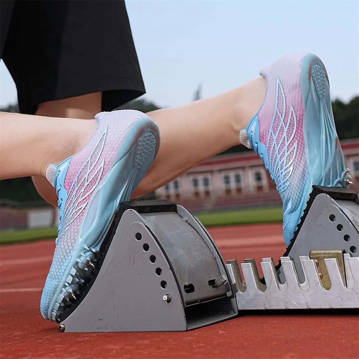JiuQing Men's Track and Field Shoes Spikes Sprint Sneakers Lightweight Jumping Running Racing Shoes