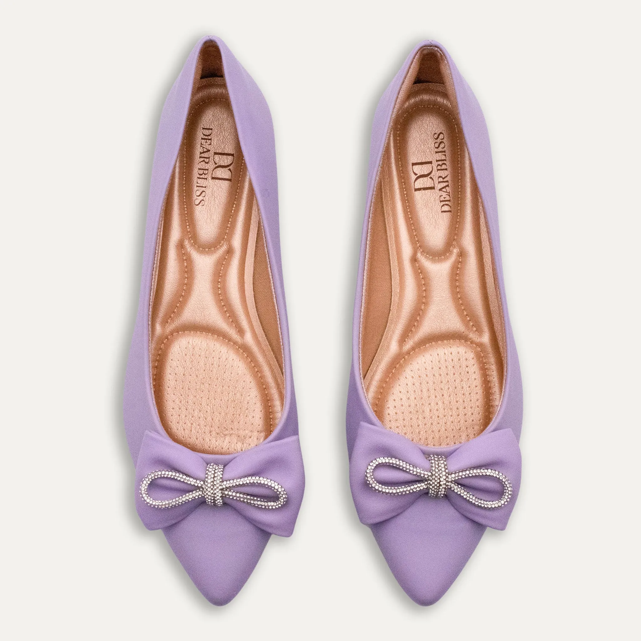 Julieta Crystal Lazo Mauve Pointed Toe Flats