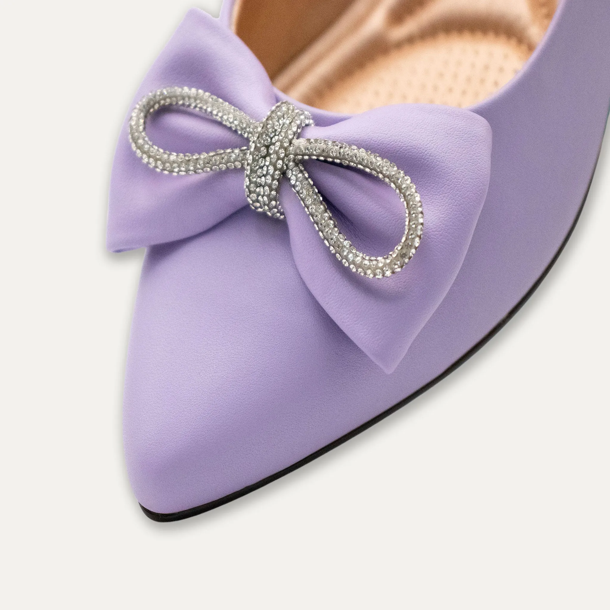 Julieta Crystal Lazo Mauve Pointed Toe Flats