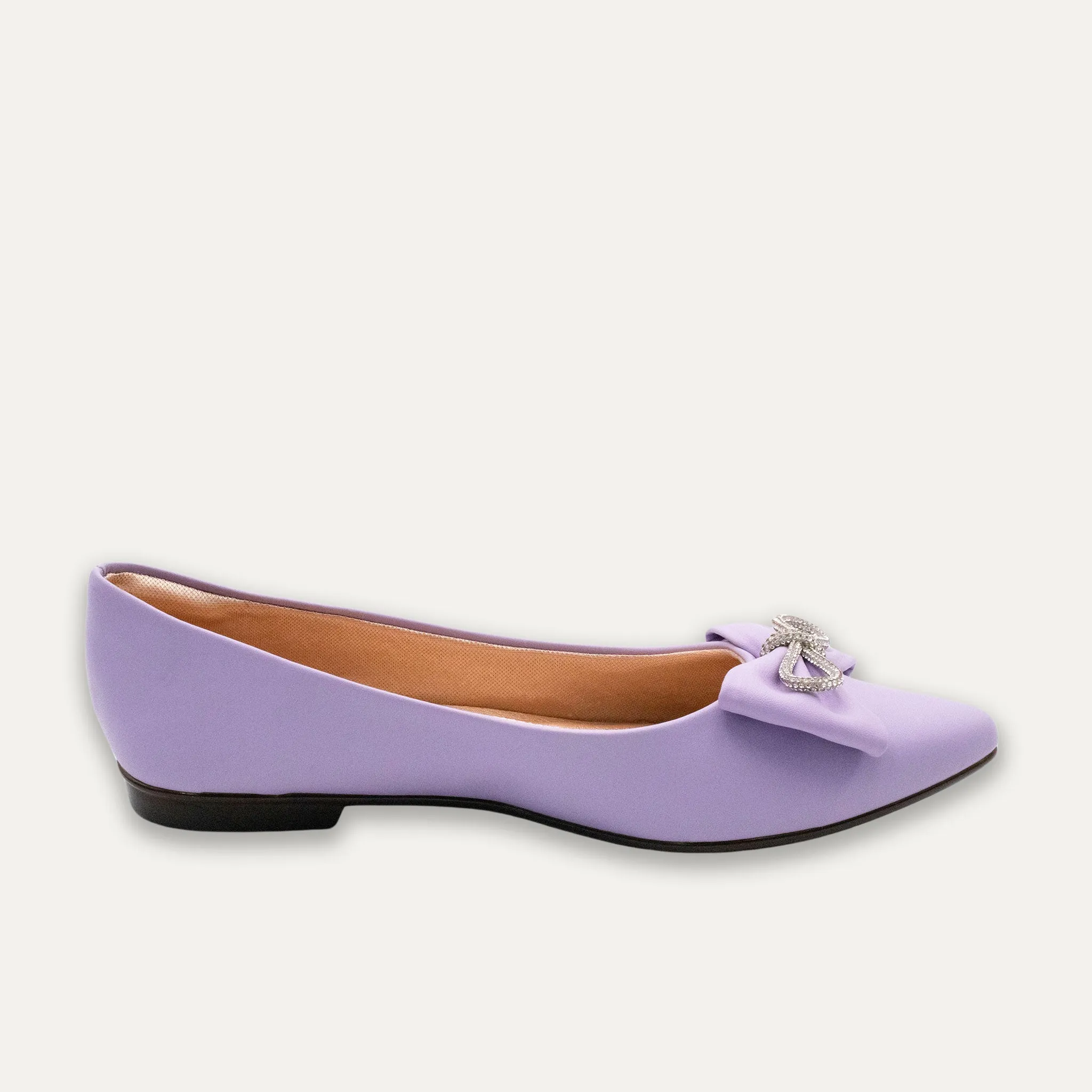 Julieta Crystal Lazo Mauve Pointed Toe Flats