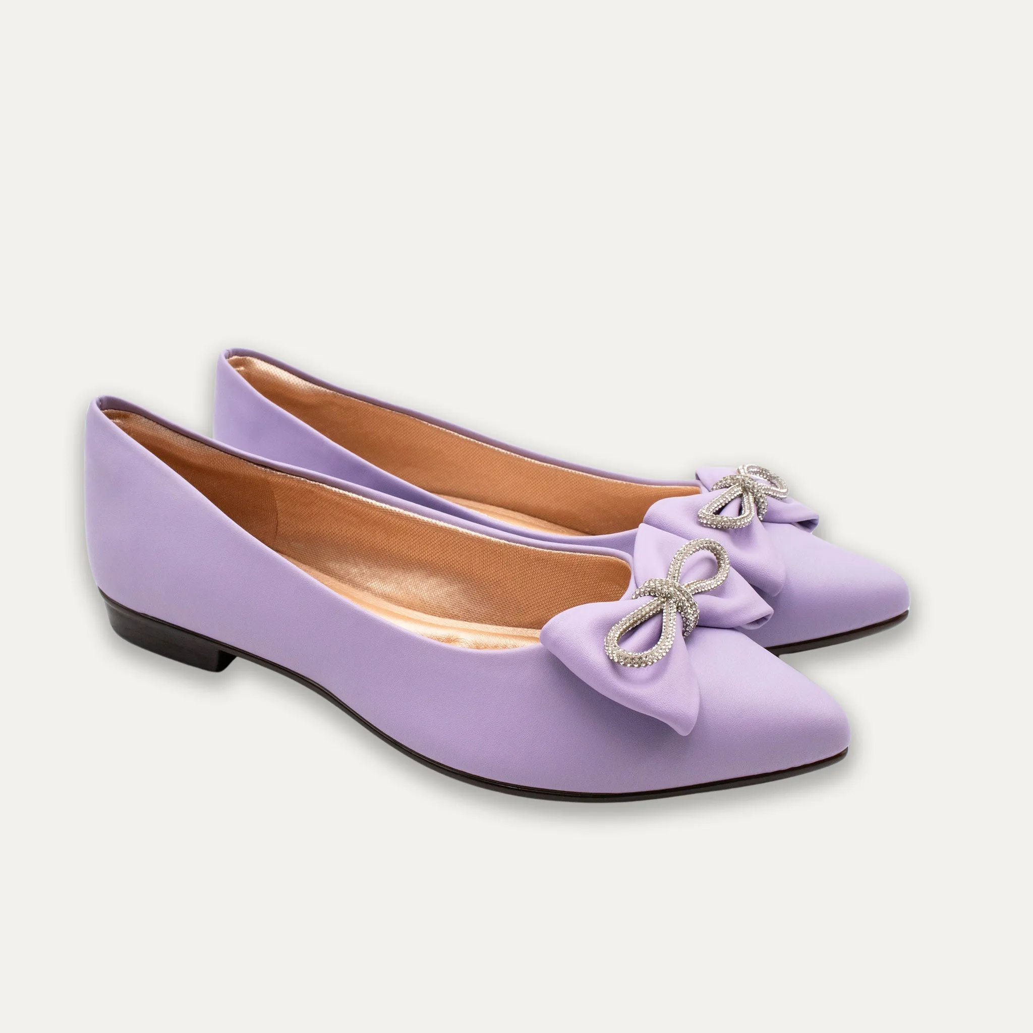Julieta Crystal Lazo Mauve Pointed Toe Flats