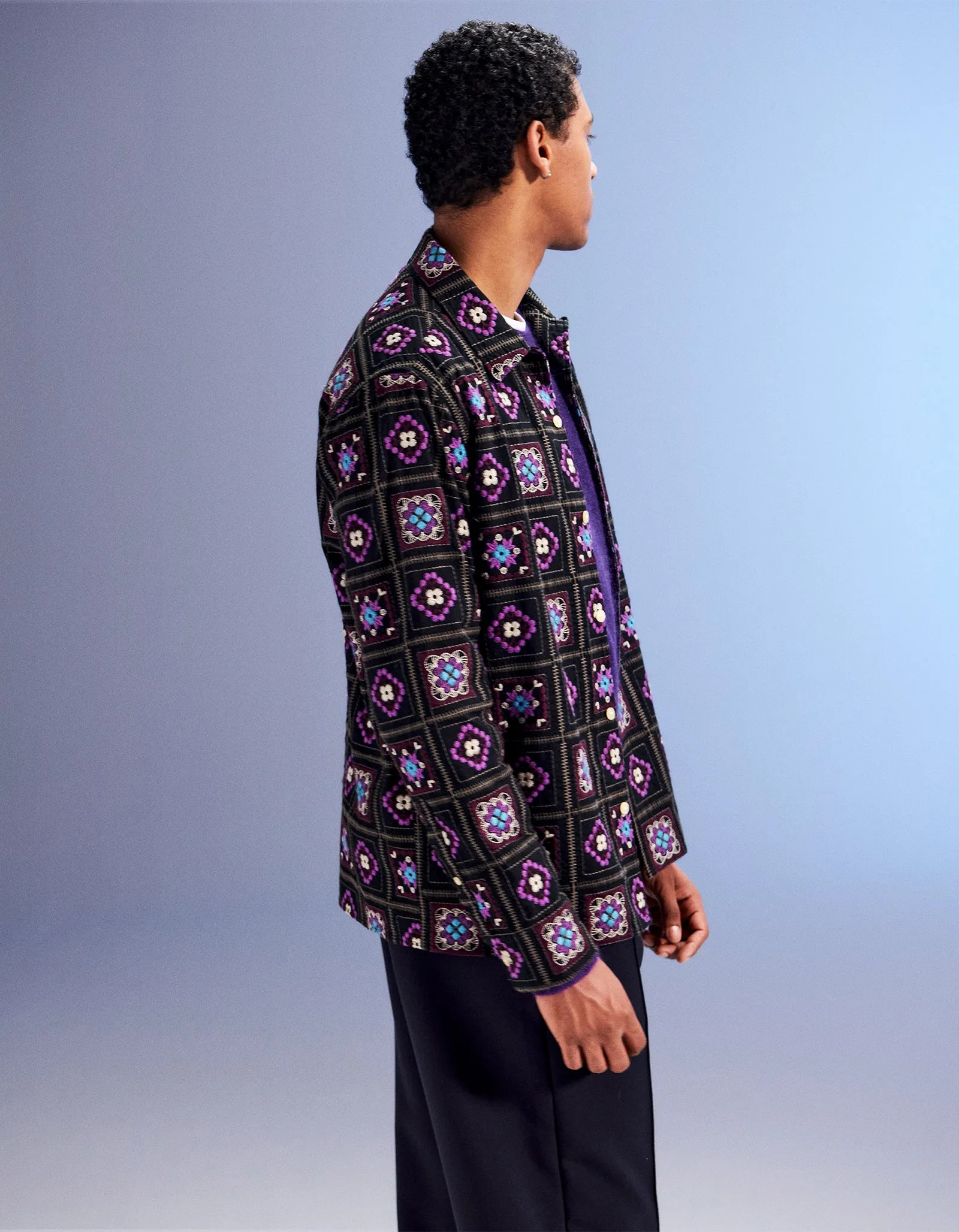 Julio L/S NO PKT Overshirt 5535 - Black Multi