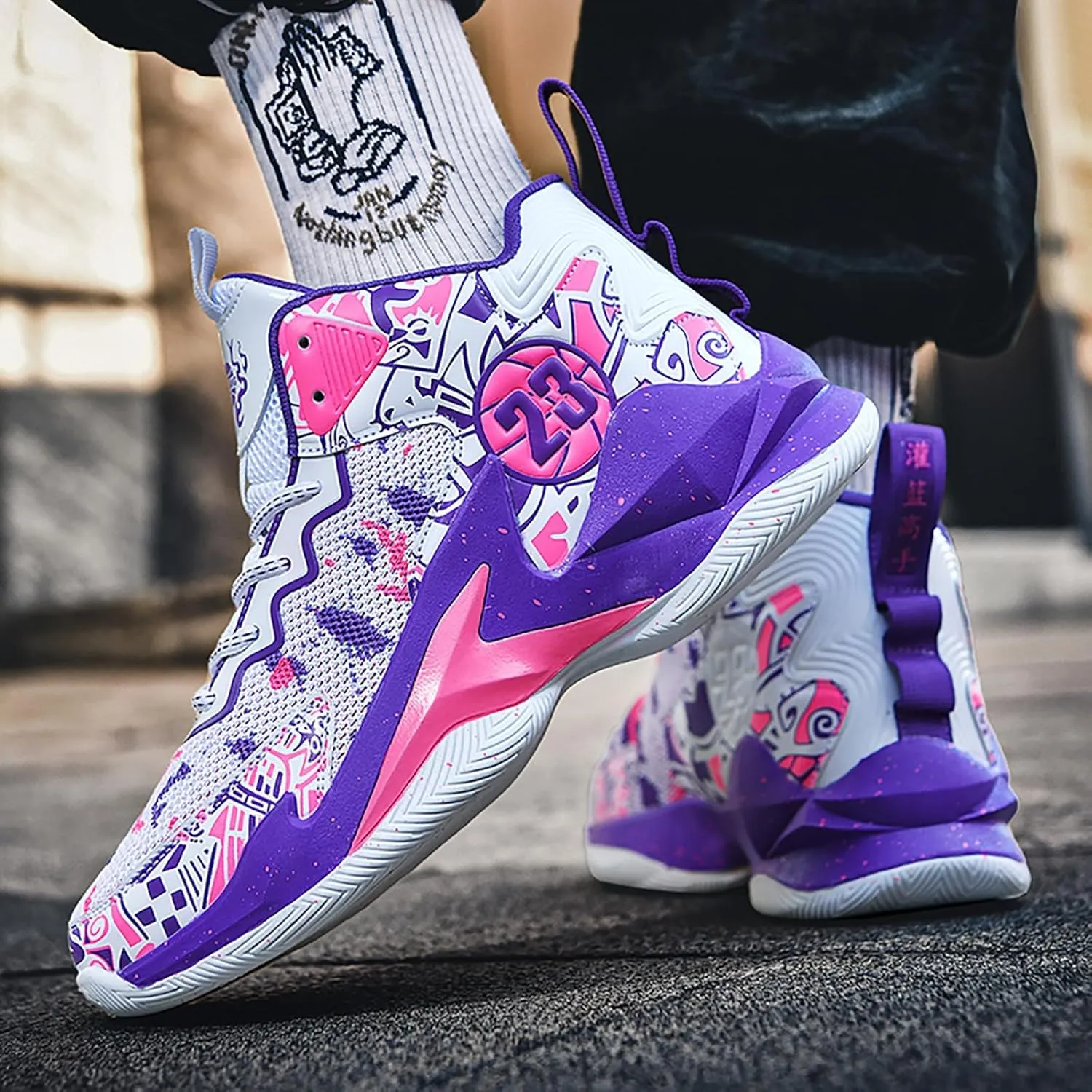 Kids Basketball Shoes High Top Youth Fashion Sneakers Girls Casual Sports Basketball Shoes Breathable Comfortable Boys Sneakers for Big Kids