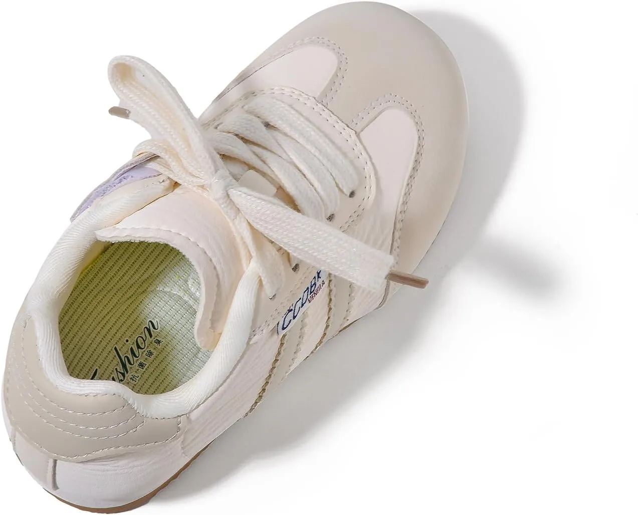 Kids Retro Athletic Sneakers, Yellow and White, Gum Sole, Lace-up
