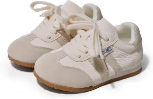 Kids Retro Athletic Sneakers, Yellow and White, Gum Sole, Lace-up