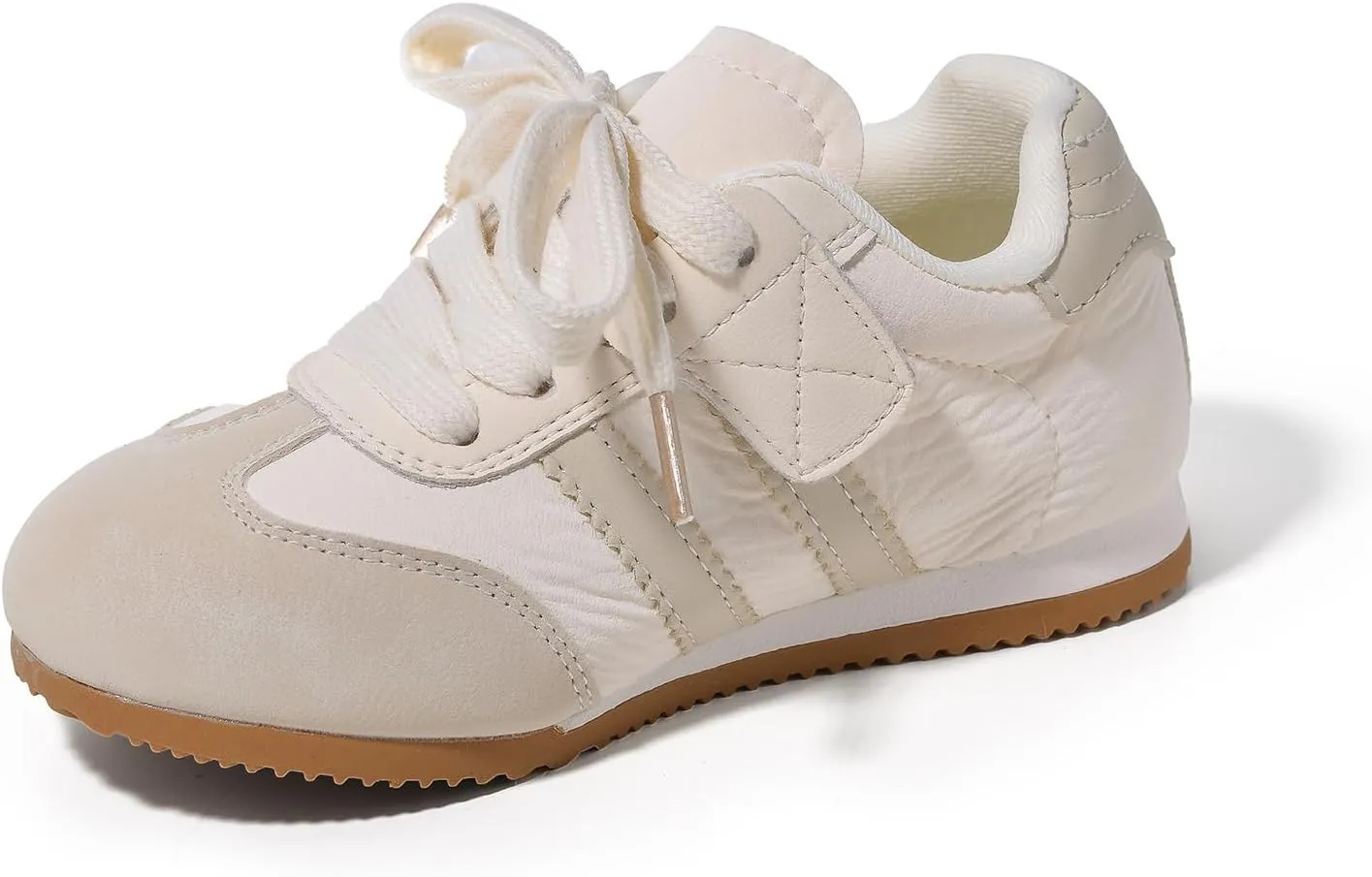 Kids Retro Athletic Sneakers, Yellow and White, Gum Sole, Lace-up