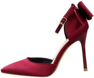 Korean version of sweet beauty shoes with thin heels, high heels, shallow mouth, pointed silk, hollow back bow, and sandals