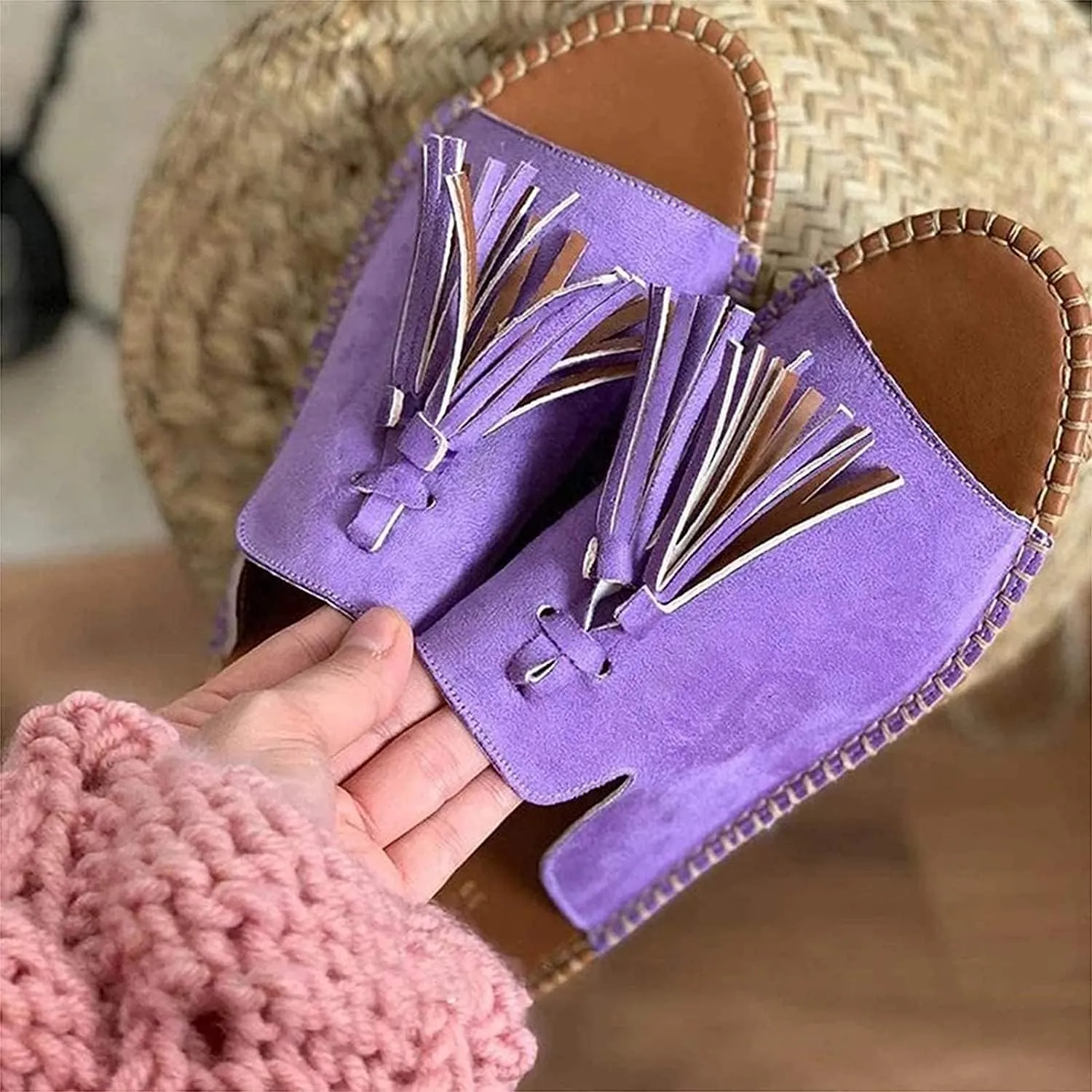 Ladies Flat Sandals Women Comfortable Sandal Shoes Tassel Leather Sandal Shoes Gladiator Sandals