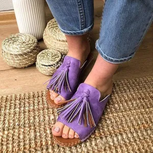 Ladies Flat Sandals Women Comfortable Sandal Shoes Tassel Leather Sandal Shoes Gladiator Sandals