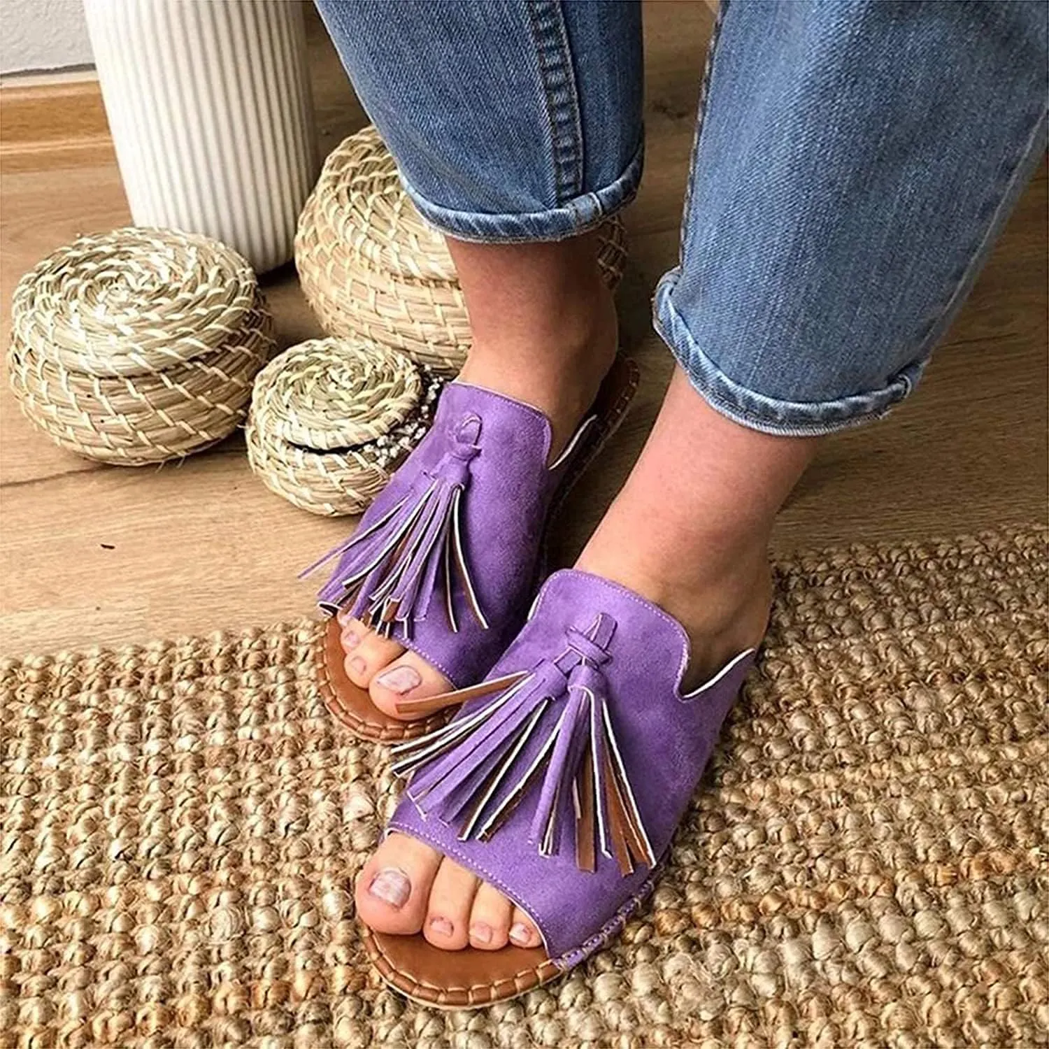 Ladies Flat Sandals Women Comfortable Sandal Shoes Tassel Leather Sandal Shoes Gladiator Sandals