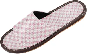 Light Pink Ginghams Women Men's Shower Slippers Summer Beach Sandals for Hotel Outdoor Home