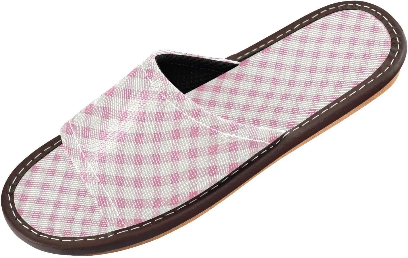Light Pink Ginghams Women Men's Shower Slippers Summer Beach Sandals for Hotel Outdoor Home