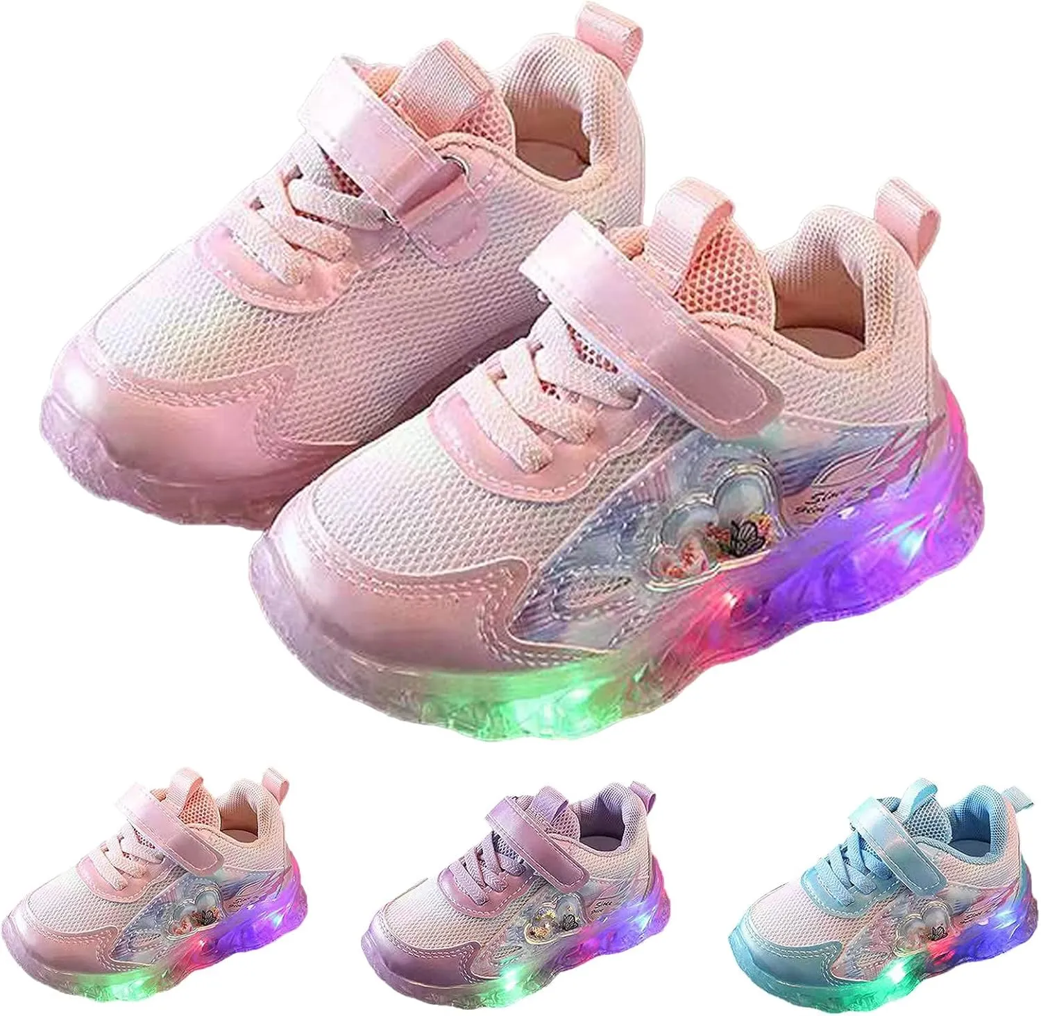 Light Up Shoes for Girls, Toddler Cute Fashion Flashing Running Athletic Sneakers Lightweight Glowing Tennis Trainer