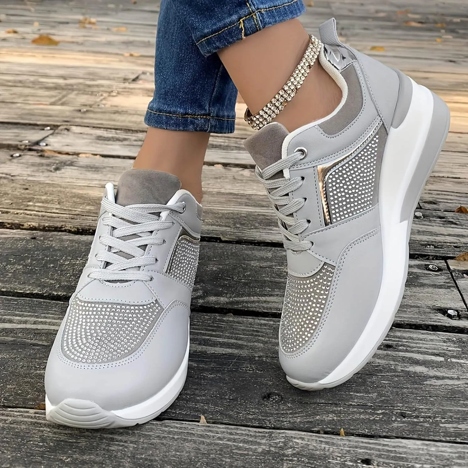 Lightweight Walking Tennis Shoes for Women Platform Thick Sole Classic Rubber Sole Shoes Versatile Dress Shoe
