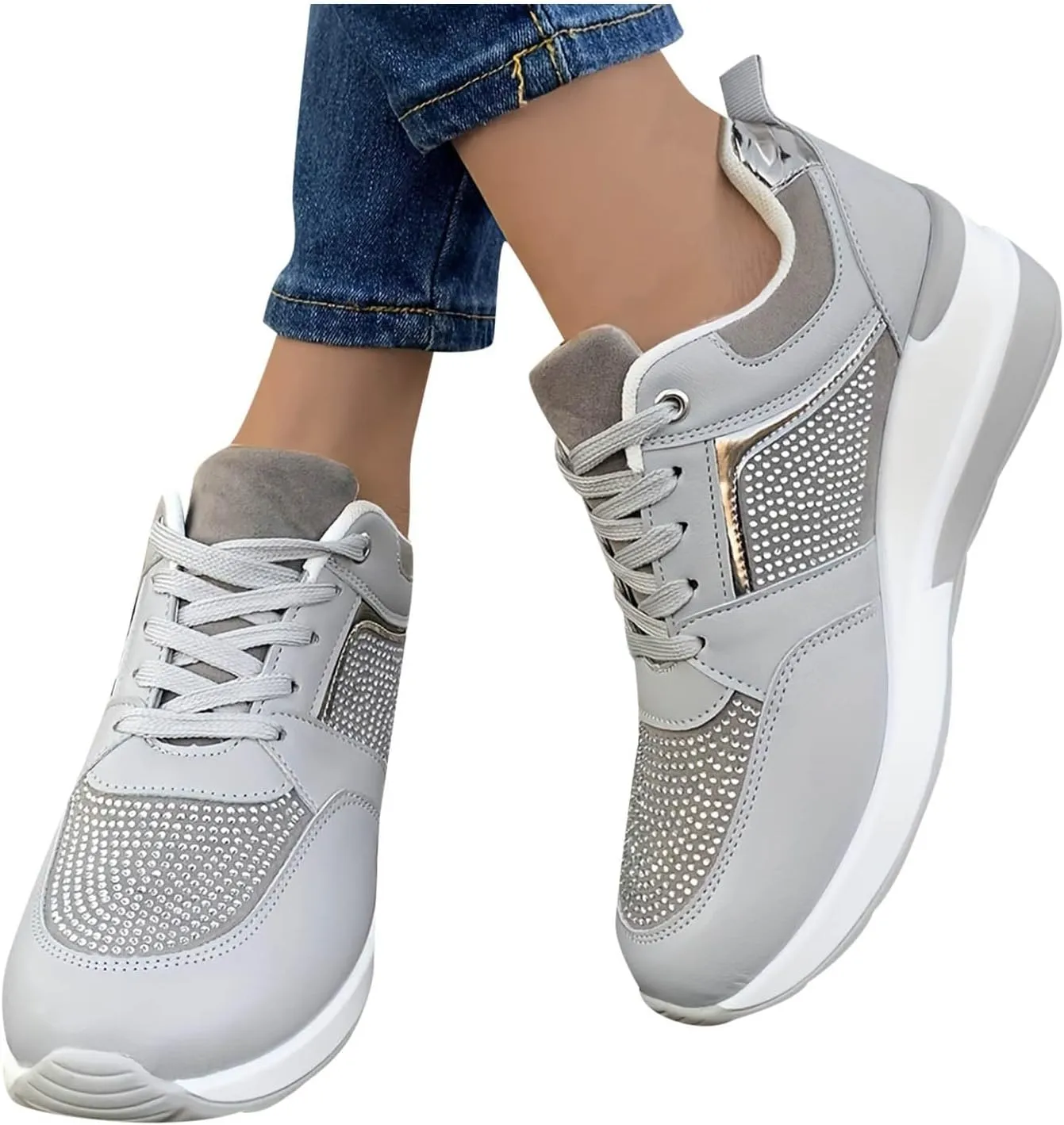 Lightweight Walking Tennis Shoes for Women Platform Thick Sole Classic Rubber Sole Shoes Versatile Dress Shoe