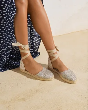 Lurex Cotton Blend Flat Valenciana Espadrilles - H31P0 - Monaco Platinum