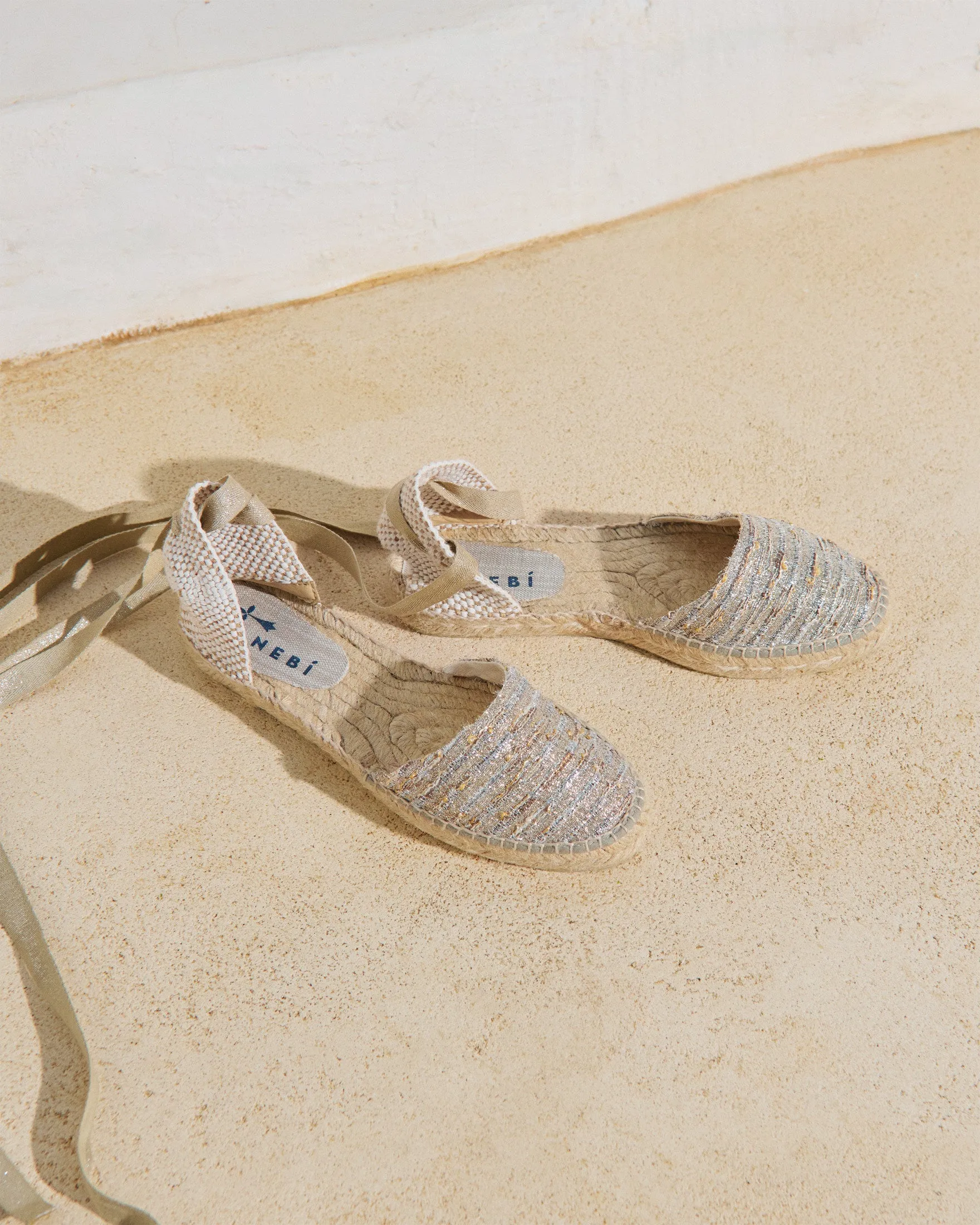 Lurex Cotton Blend Flat Valenciana Espadrilles - H31P0 - Monaco Platinum