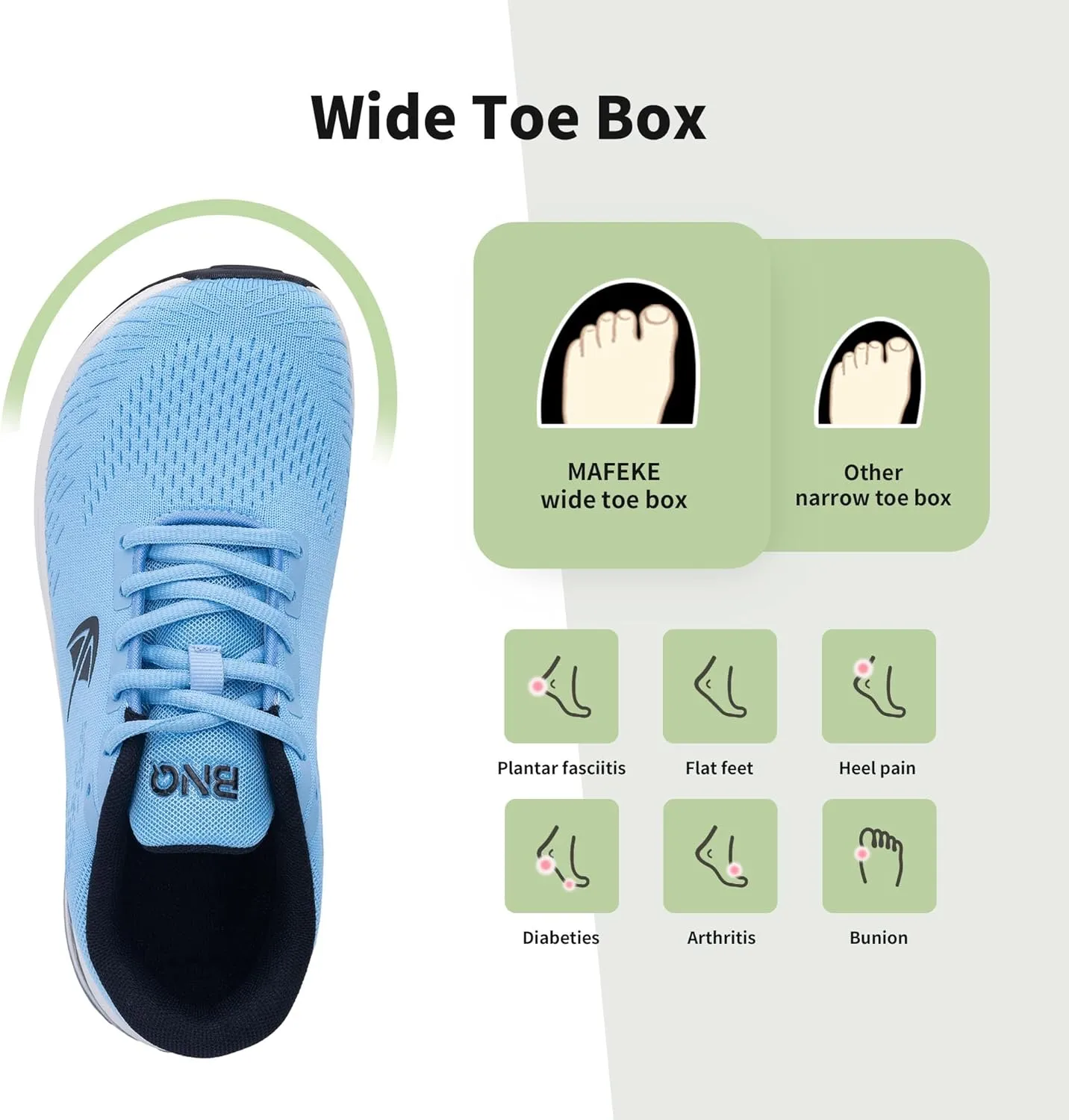 MAFEKE Womens Wide Toe Box Running Shoes Arch Support Tennis Athletic Sneakers Orthotic Walking Shoes for Plantar Fasciitis Pain Relief US 6-11