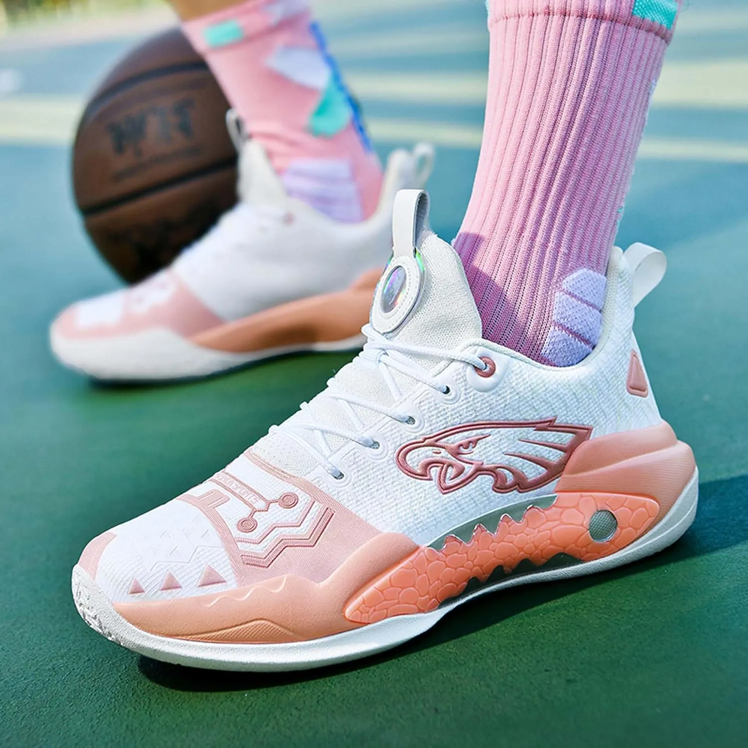 Men's Basketball Shoes Indoor or Outdoor Non-Slip Rebound Training Sneakers Women's Lightweight Breathable Fitness Tennis Running Shoes Outdoor Fashion Fluorescent Shoes