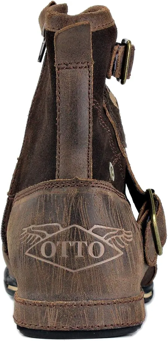 Mens Chukka Biker Cowboy Stylish Motorcycle Combat Hiking Fashion Casual Cowhide Leather Ankle Side Zipper Boots 5008-1-DD1D2