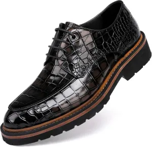 Men's Crocodile Pattern Leather Dress Shoes Loafers,Formal Business Lace up Shoes for Men