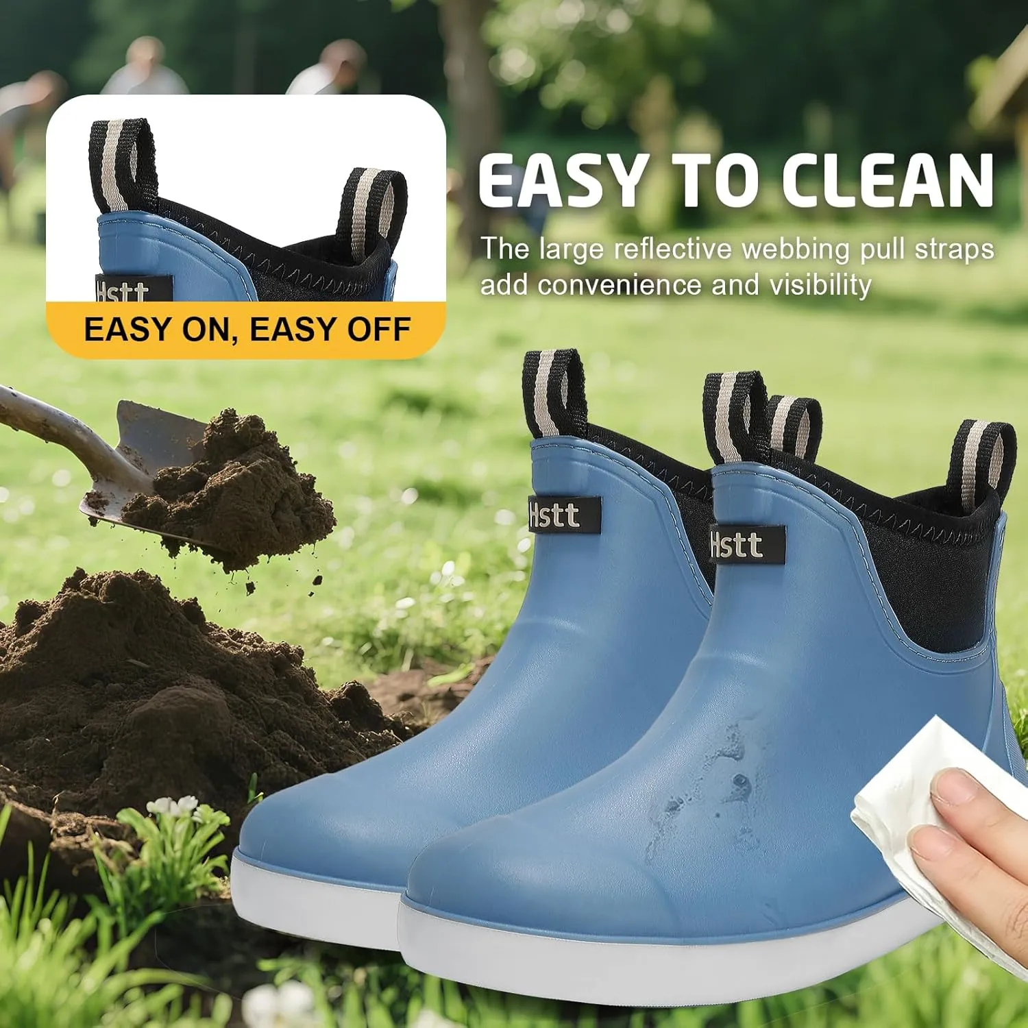 Men's Deck Boots Waterproof Fishing Rain Boots, Anti-Slip Rubber Boots Ankle Booties, High-Performance Footwear Chelsea Boots for Gardening Boating Camping Sailing