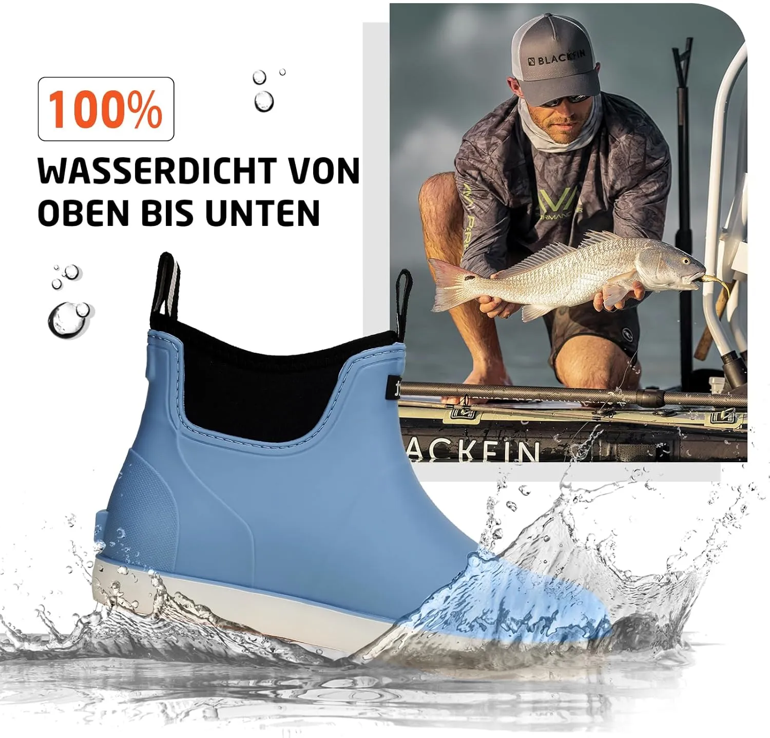 Men's Deck Boots Waterproof Fishing Rain Boots, Anti-Slip Rubber Boots Ankle Booties, High-Performance Footwear Chelsea Boots for Gardening Boating Camping Sailing
