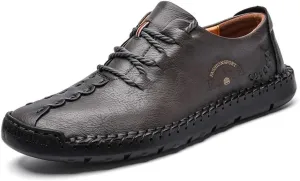 Men's Lace-up Flats Loafers Classic Handmade Split Leather Moccasins Shoes