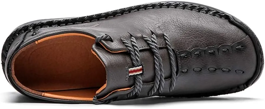 Men's Lace-up Flats Loafers Classic Handmade Split Leather Moccasins Shoes