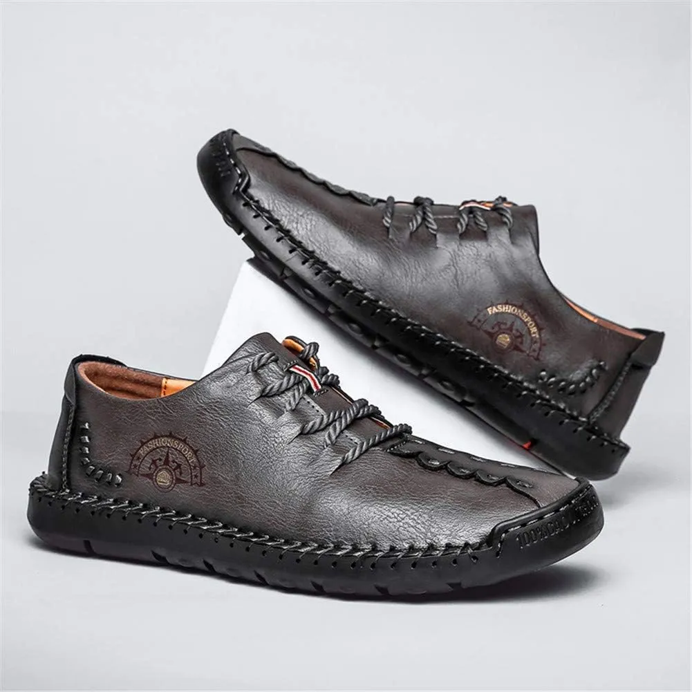 Men's Lace-up Flats Loafers Classic Handmade Split Leather Moccasins Shoes