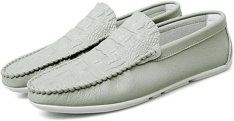 Men's Loafers Round Toe Crocodile Print Vegan Leather Anti-Slip Slip Resistant Comfortable Outdoor Classic Slip-on