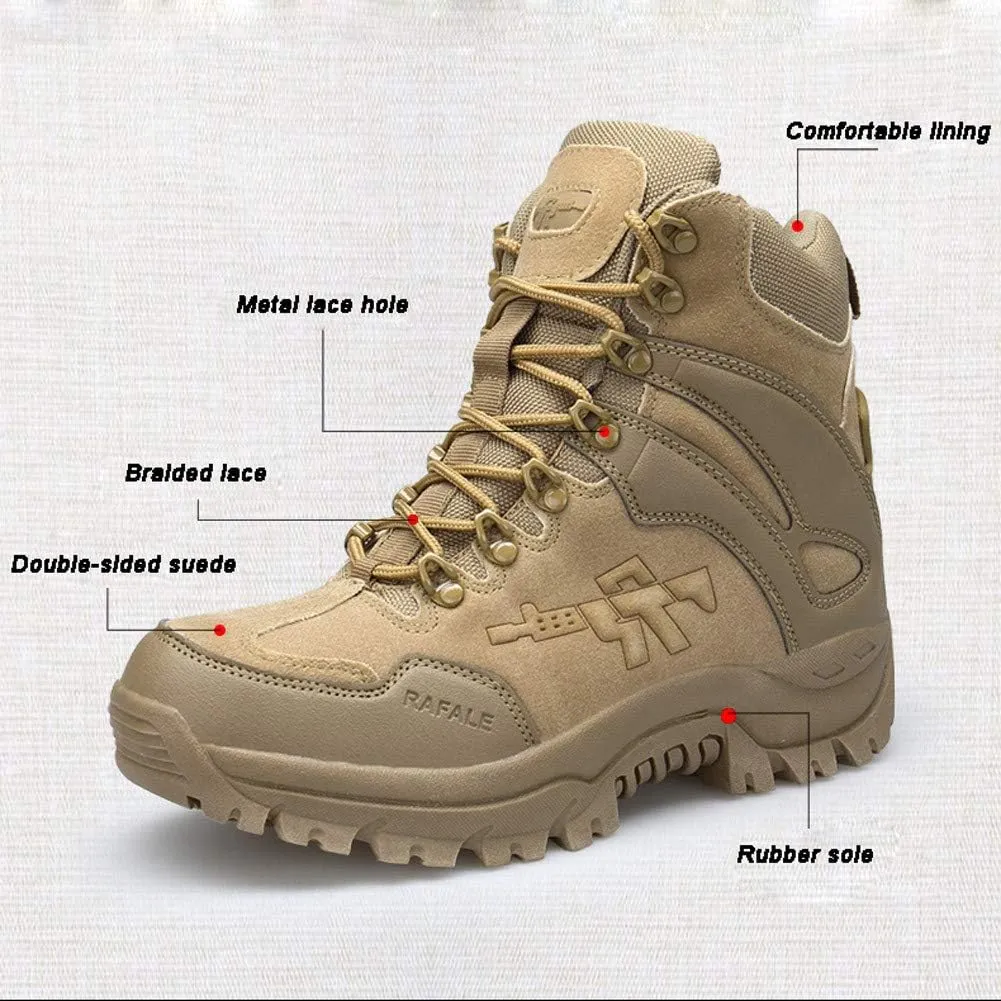 Men's Military and Tactical Combat Ankle Boots Lace up and Zipper Bootie Casual Outdoor Hiking Hunting Shoes Police Training Oxfords