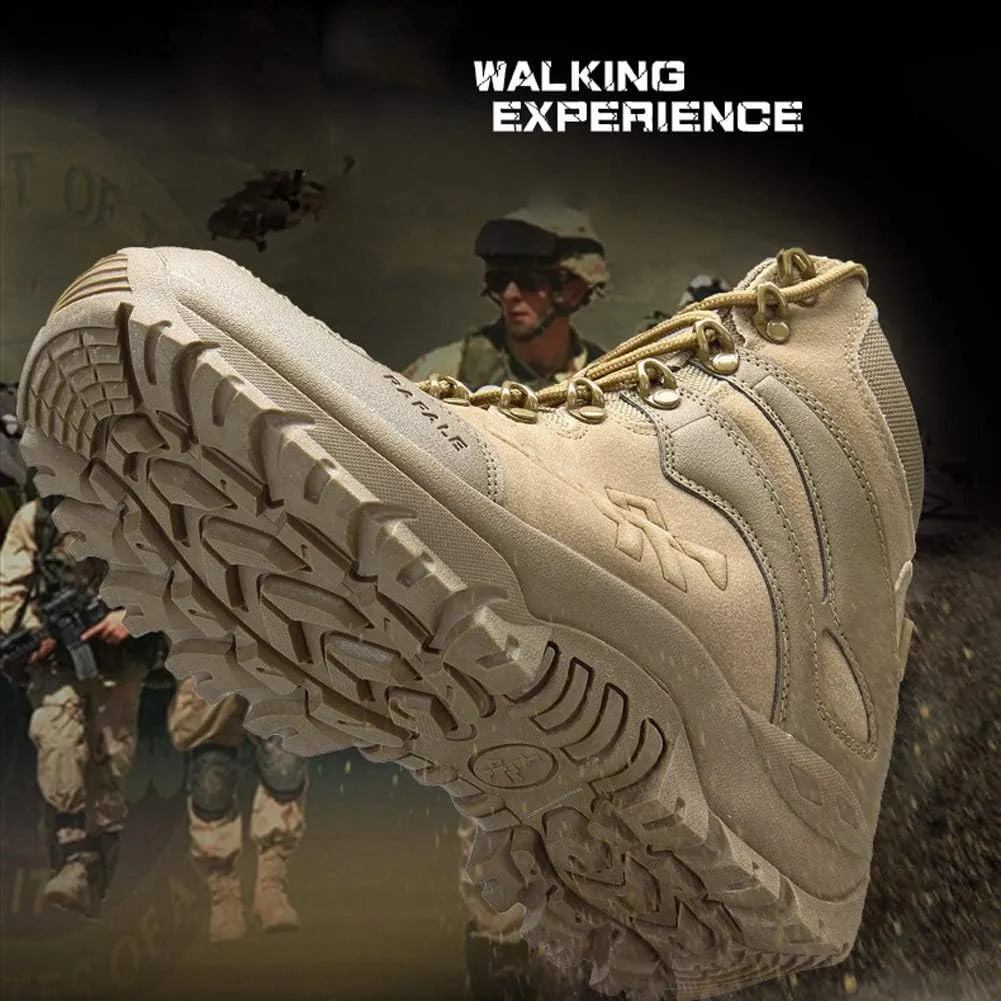 Men's Military and Tactical Combat Ankle Boots Lace up and Zipper Bootie Casual Outdoor Hiking Hunting Shoes Police Training Oxfords
